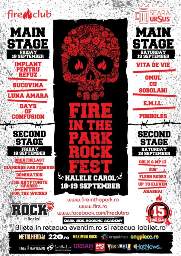 Afla programul final al Festivalului Fire In The Park